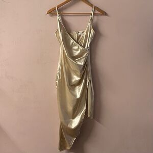 Better Be Champagne Gold Asymmetrical Bodycon Dress Size M